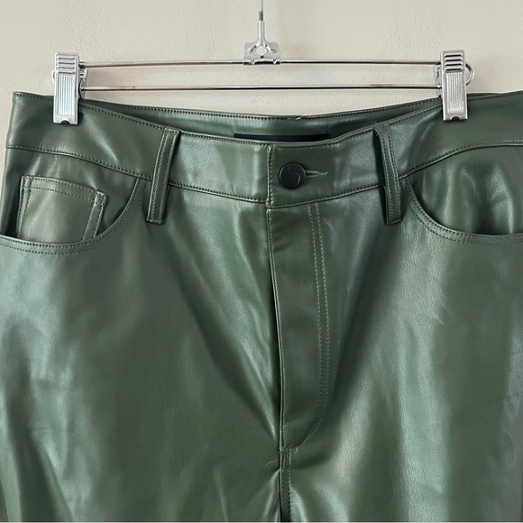 Joe’s jeans Faux leather wide leg high waist ankle jeans pants 31 Hunter Green - Picture 3 of 12